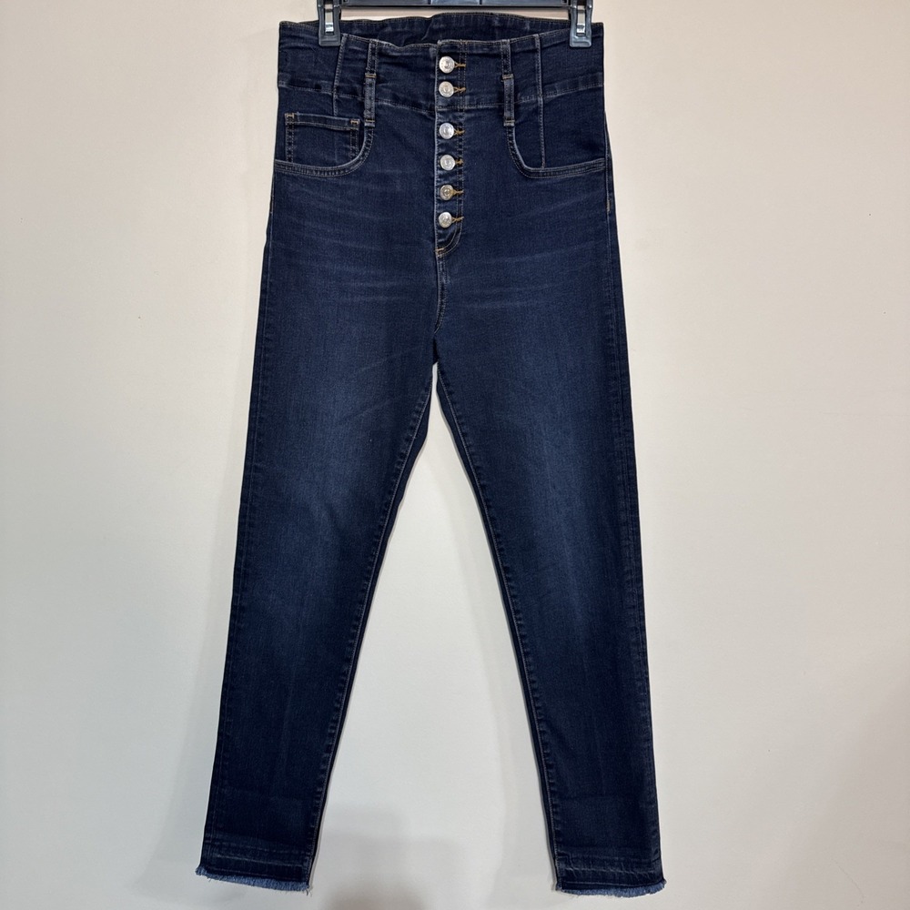 Veronica Beard Keith 12 Corset Skinny Jeans Dark Vintage Blue Wash Women 28 N151